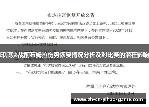印澳决战前布姆拉伤势恢复情况分析及对比赛的潜在影响