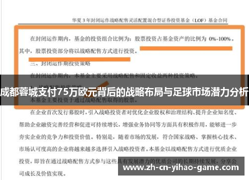 成都蓉城支付75万欧元背后的战略布局与足球市场潜力分析
